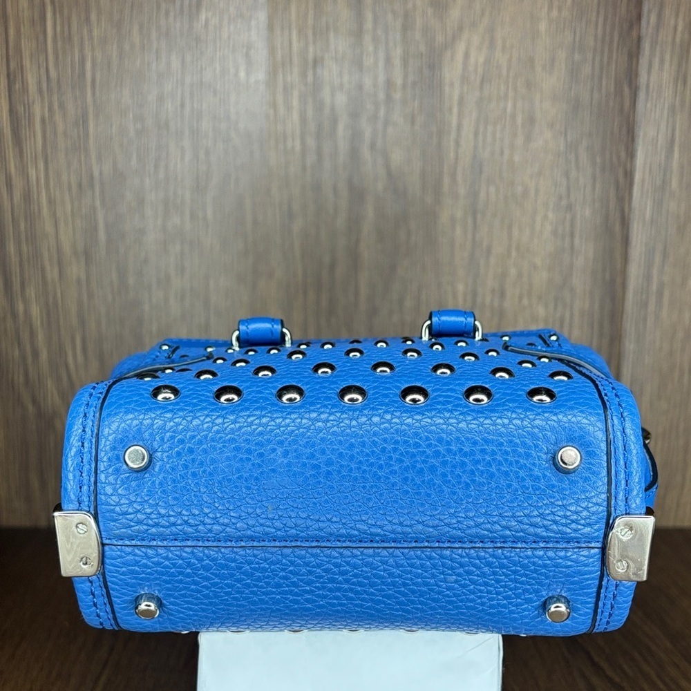 Coach Swagger 15 Lapis Blue Ombre Rivet Studded Pebble Leather Mini Satchel - Picture 4 of 12